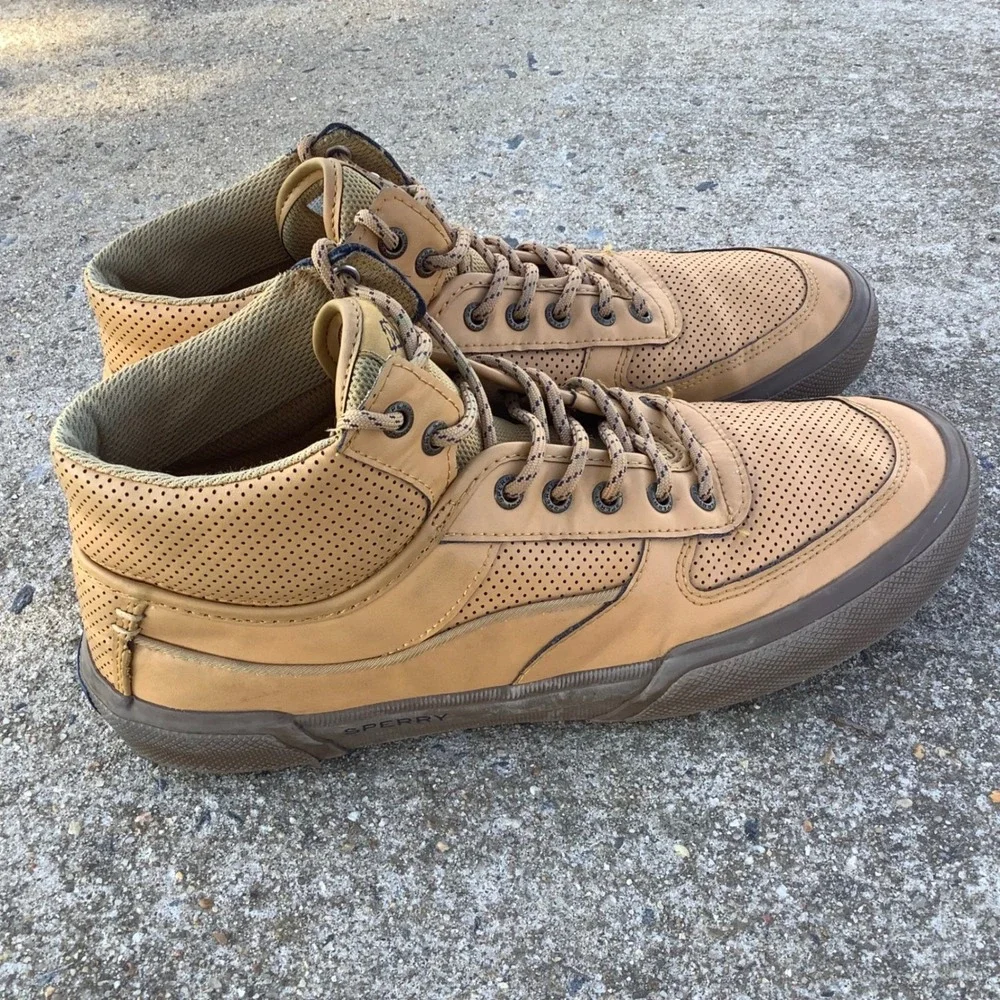 Speedy Top-Sider Rare Soletide 2-Eye Mid Mens Wheat Sneakers‎ STS24693 Size 10.5